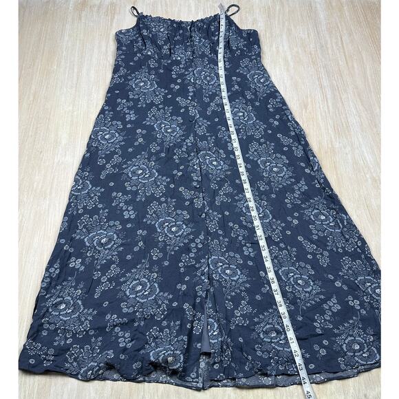 Madewell Indigo Blue Tie Back Button Front Archival Floral Print Midi Dress 8 - Picture 13 of 16